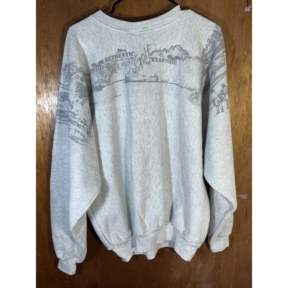 Vintage Benchmark Franklin Mills Golf Golfing Crewneck Sweater AOP Large L USA - Picture 7 of 10